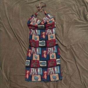 Forever 21 Multi Colored Greek Art/ Roman Statues Halter Dress